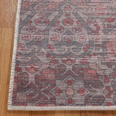 SUPERIOR Manakin Bohemian Vintage Faded Medallion Washable Indoor Area or Runner Rug