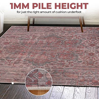 SUPERIOR Manakin Bohemian Vintage Faded Medallion Washable Indoor Area or Runner Rug