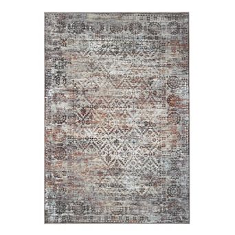 SUPERIOR Macaw Diamond Lattice Rustic Medallion Washable Indoor Area or Runner Rug