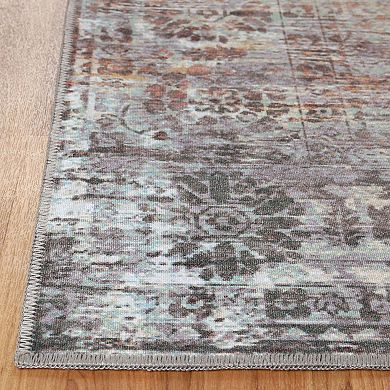 SUPERIOR Macaw Diamond Lattice Rustic Medallion Washable Indoor Area or Runner Rug