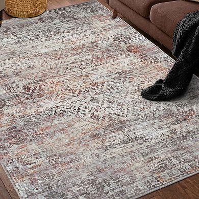 SUPERIOR Macaw Diamond Lattice Rustic Medallion Washable Indoor Area or Runner Rug