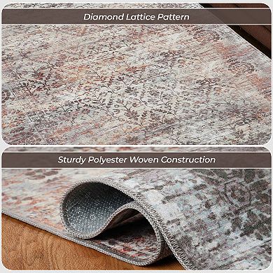 SUPERIOR Macaw Diamond Lattice Rustic Medallion Washable Indoor Area or Runner Rug