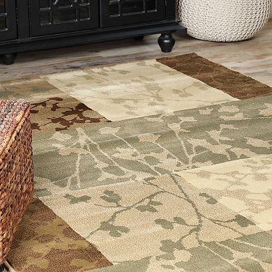 Superior Floral Color Block Geometric Power-Loomed Indoor Area Rug or Runner