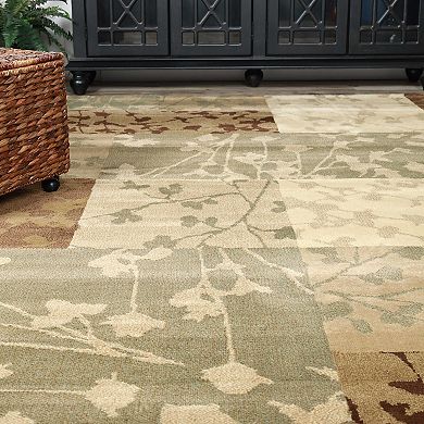 Superior Floral Color Block Geometric Power-Loomed Indoor Area Rug or Runner