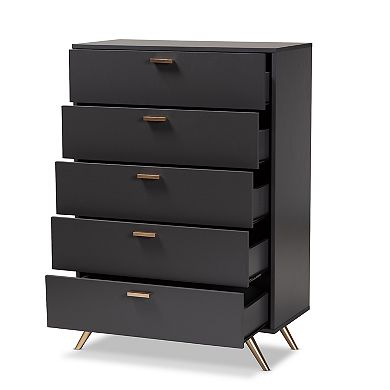 Baxton Studio Kelson 5-Drawer Dresser