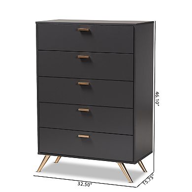 Baxton Studio Kelson 5-Drawer Dresser