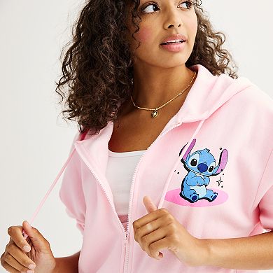 Juniors' Disney Stitch Zip Graphic Hoodie