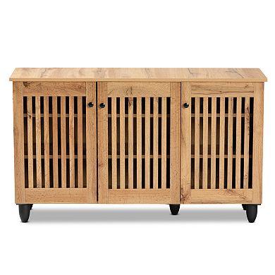 Baxton Studio Fernanda 3-Door Shoe Cabinet