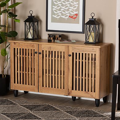 Baxton Studio Fernanda 3-Door Shoe Cabinet