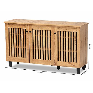Baxton Studio Fernanda 3-Door Shoe Cabinet