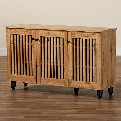Baxton Studio Fernanda 3-Door Shoe Cabinet