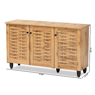 Baxton Studio Winda 3-Door Shoe Cabinet