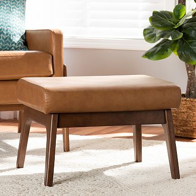 Baxton Studio Bianca Upholstered Faux Leather Footstool