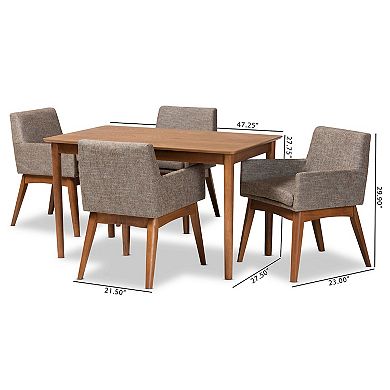 Baxton Studio Dorina Dining Table & Chair 5-piece Set