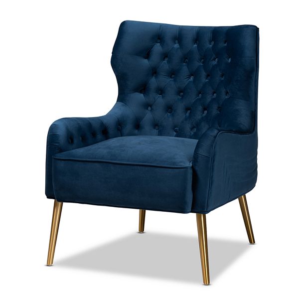 Nelson Metal Armchair Navy Blue/Gold - Baxton Studio