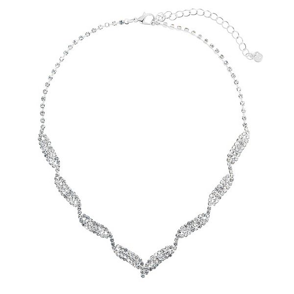 Silver Tone Rhinestone Twisted Statement Necklace