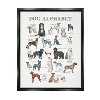 Stupell Home Decor Dog Alphabet Breeds Floating Frame Wall Art