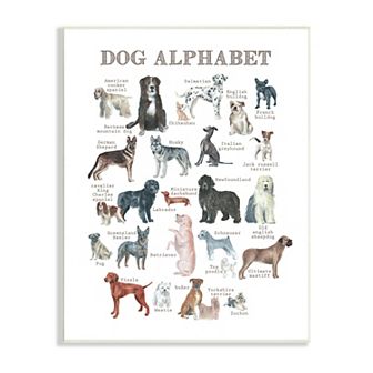 Stupell Home Decor Dog Alphabet Multiple Breeds Wall Plaque