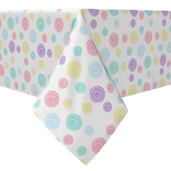 Square Tablecloth, 100% Cotton, 60x60", Drawn Pastel Dots