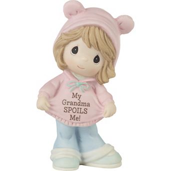 Precious Moments My Grandma Spoils Me Brunette Hair & Light Skin Bisque Porcelain Girl Figurine