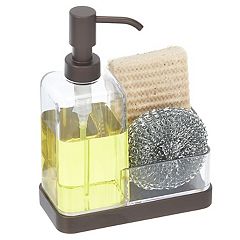 1pc Dish Soap Dispenser And Sponge Holder, Metallic Silvery For