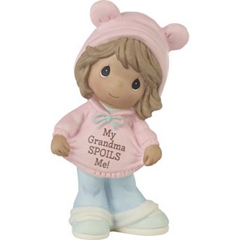 Precious Moments My Grandma Spoils Me Brunette Hair & Medium Skin Bisque Porcelain Girl Figurine