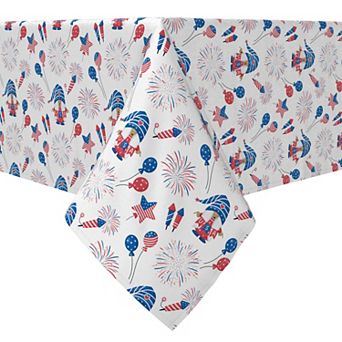 Square Tablecloth, 100% Cotton, 60x60", 4th of July Design with Gnomes