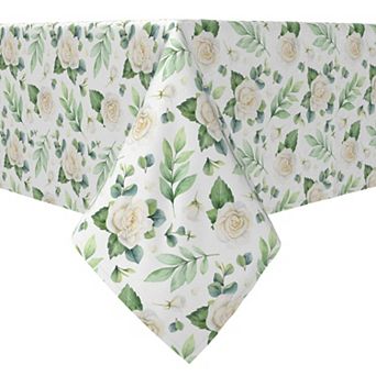 Square Tablecloth, 100% Cotton, 60x60", Floral Wedding Elegance