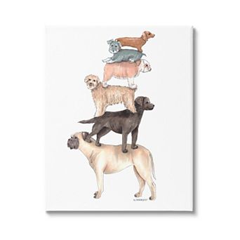 Stupell Home Decor Mixed Stacked Dog Breeds Canvas Wall Art