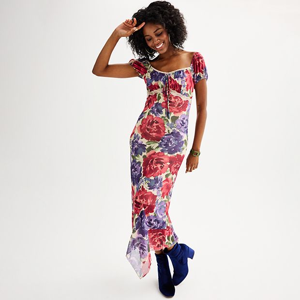 Floral mesh 2025 midi dress