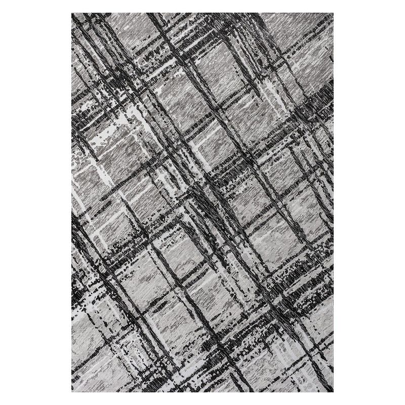 Jonathan Y Slant Modern Abstract Plaid Area Rug, Black, 8X10 Ft