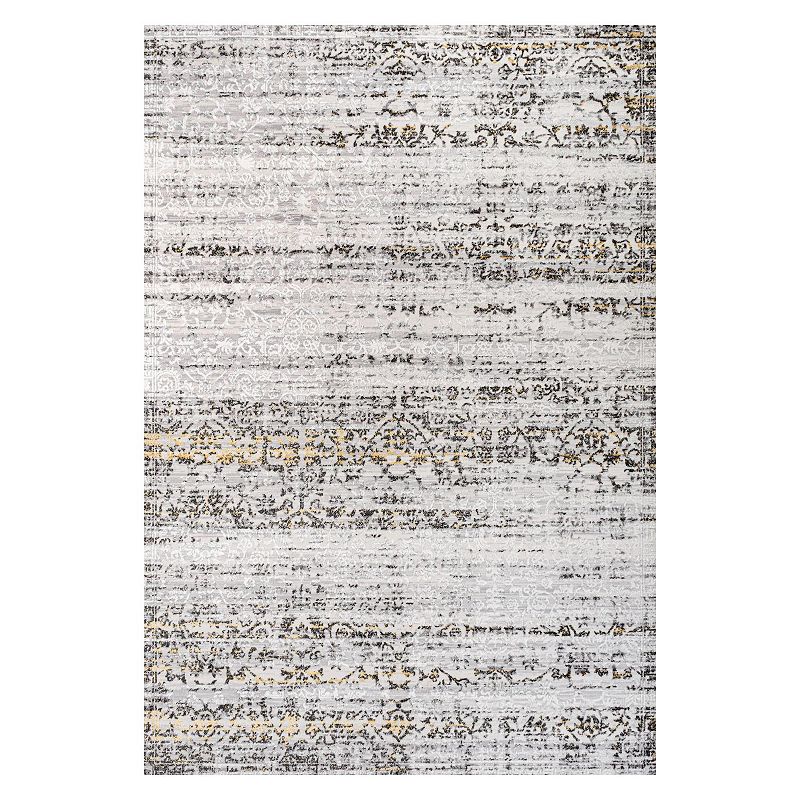 Jonathan Y Tidal Distressed Striped Area Rug, White, 5X8 Ft