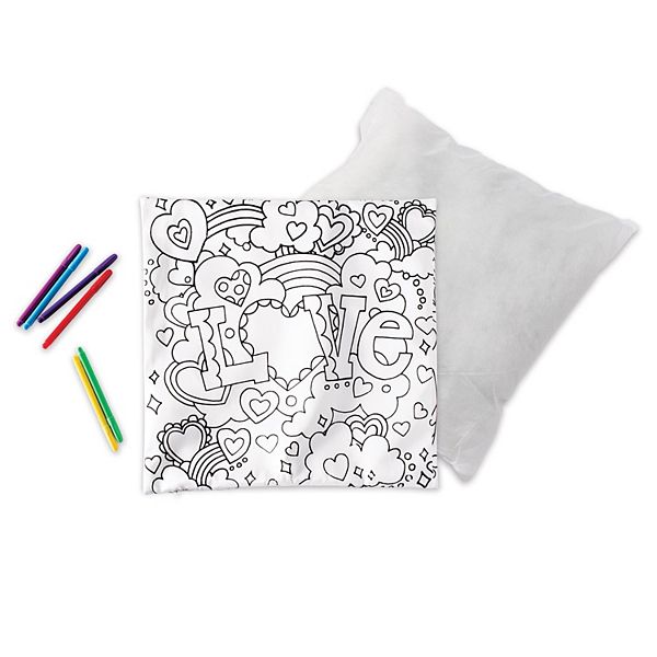 HearthSong Color Pops ColorYourOwn Pillow Kit for Kids, 15" sq