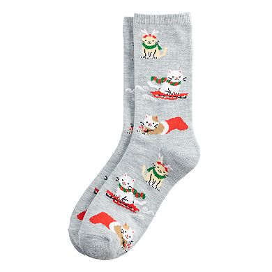 Women's SHINE Winter Cat Crew Socks