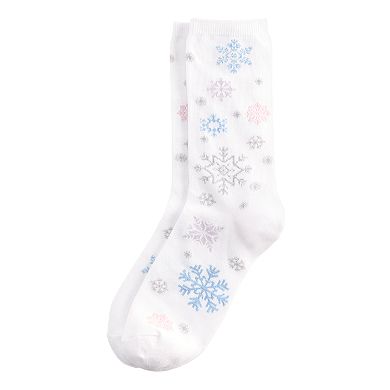 Women's SHINE Falling Snowflakes Crew Socks