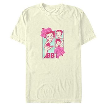Juniors' Betty Boop Flirty Squares With Roses Boyfriend Tee