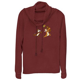 Disney's Chip 'N Dale Juniors' Acorn Chase Cowlneck Graphic Lightweight Long Sleeve