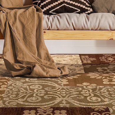 SUPERIOR Floral Medallion Blocks Geometric Indoor Rug