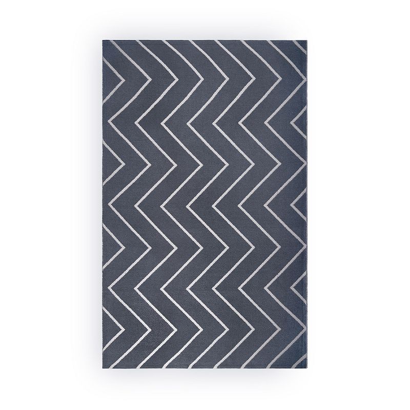 SUPERIOR Zig-Zag Reversible Indoor Outdoor Area Rug, Grey, 5.5X7 Ft