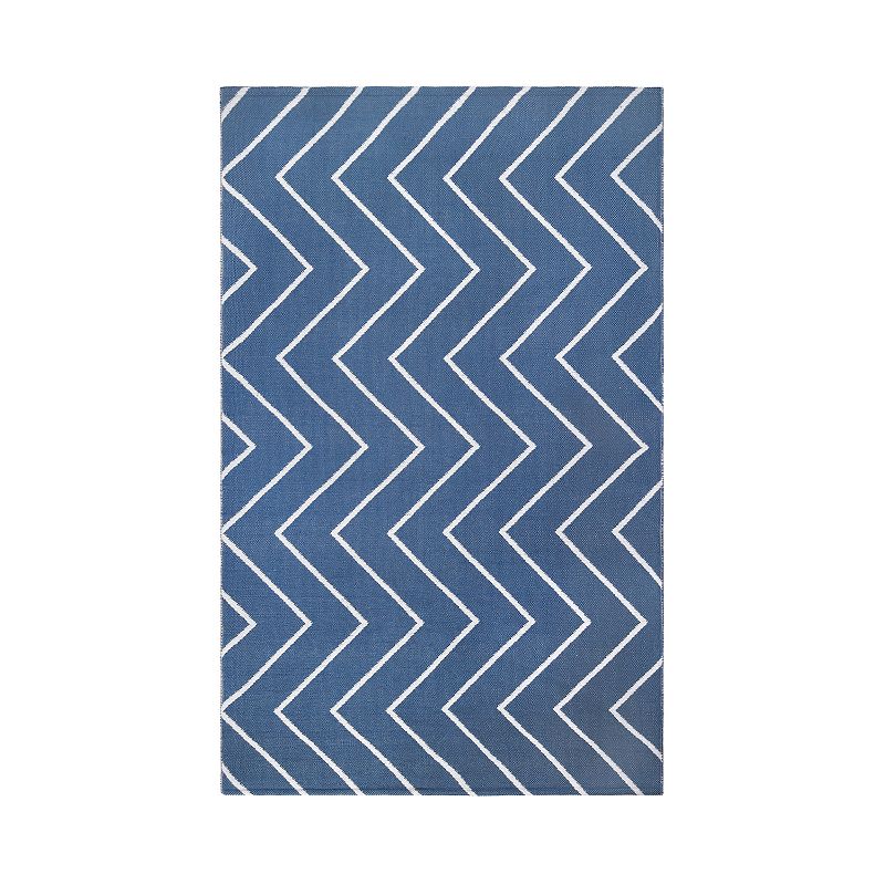 Superior Zig-Zag Indoor/ Outdoor Area Rug  5 6  x 7 6   Navy Blue