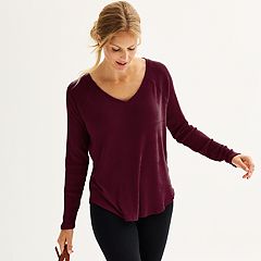 Womens Purple V-Neck Tunics Tops, Clothing