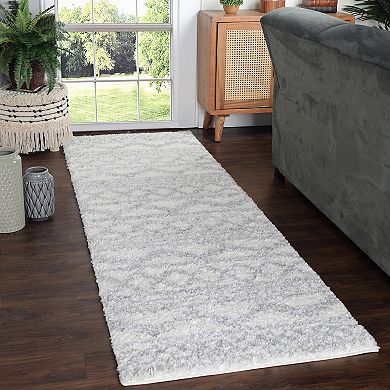 SUPERIOR Rhea Geometric Boho Plush Shag Indoor Area Rug