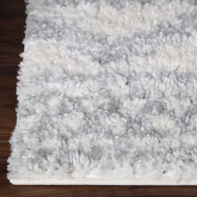 SUPERIOR Rhea Geometric Boho Plush Shag Indoor Area Rug