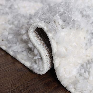 SUPERIOR Rhea Geometric Boho Plush Shag Indoor Area Rug