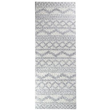 SUPERIOR Rhea Geometric Boho Plush Shag Indoor Area Rug