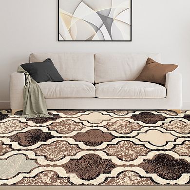 Superior Viking Contemporary Geometric Trellis Non-Slip Indoor Area Rug
