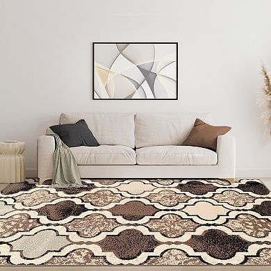 Superior Viking Contemporary Geometric Trellis Non-Slip Indoor Area Rug