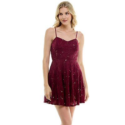 skater dress burgundy Mirage Burgundy Velvet Halter-Neck Mini Dress With Skater-Skirt  Club L  London