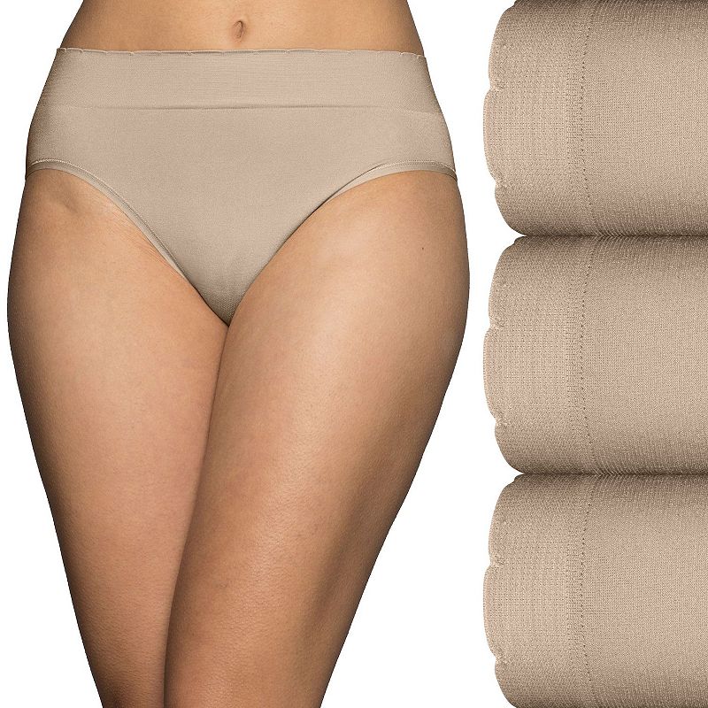 Vanity Fair Lingerie® No Pinch No Show Seamless Hi-Cut 3-Pack Brief Panty Set 13417, Women's, Damask Neutral Asst