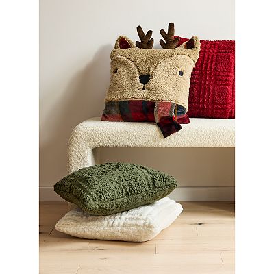 Cuddl Duds Beige Reindeer Decorative Pillow